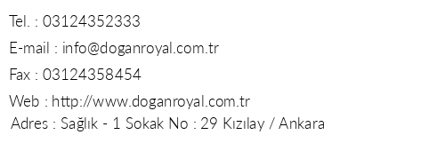 Doan Royal Hotel telefon numaralar, faks, e-mail, posta adresi ve iletiim bilgileri